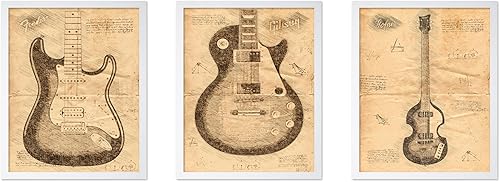 Miniatura 17 de Poster Master Póster de música vintage de 4 piezas, impresión de instrumentos retro, arte de pared sin marco de 8 x 10 pulgadas, regalo para