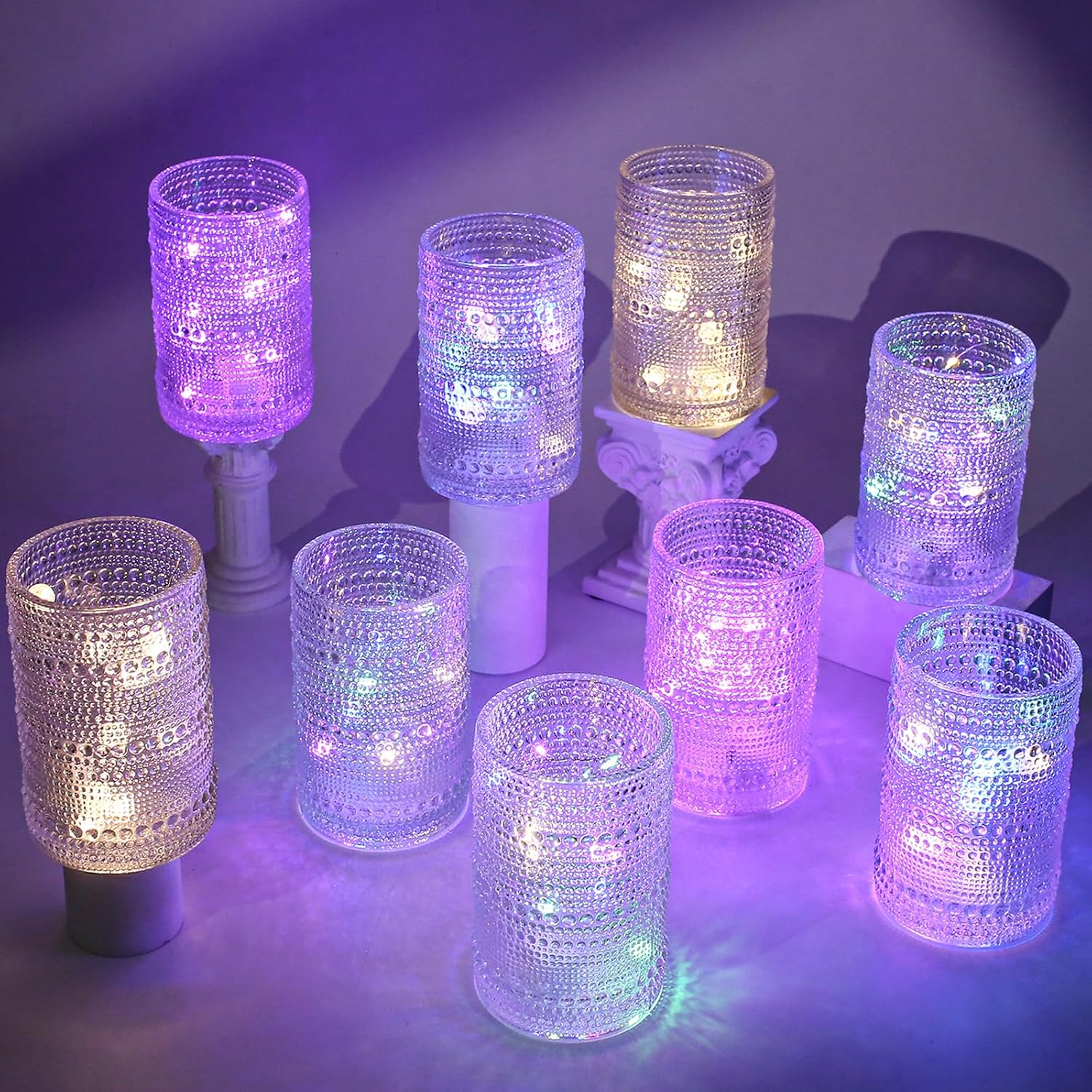 Amzcku Vintage Highball Drinking Glass Set of 12 - Kitchen Glasses Cup for Water, Cocktail, Milk, Juice and Beverage