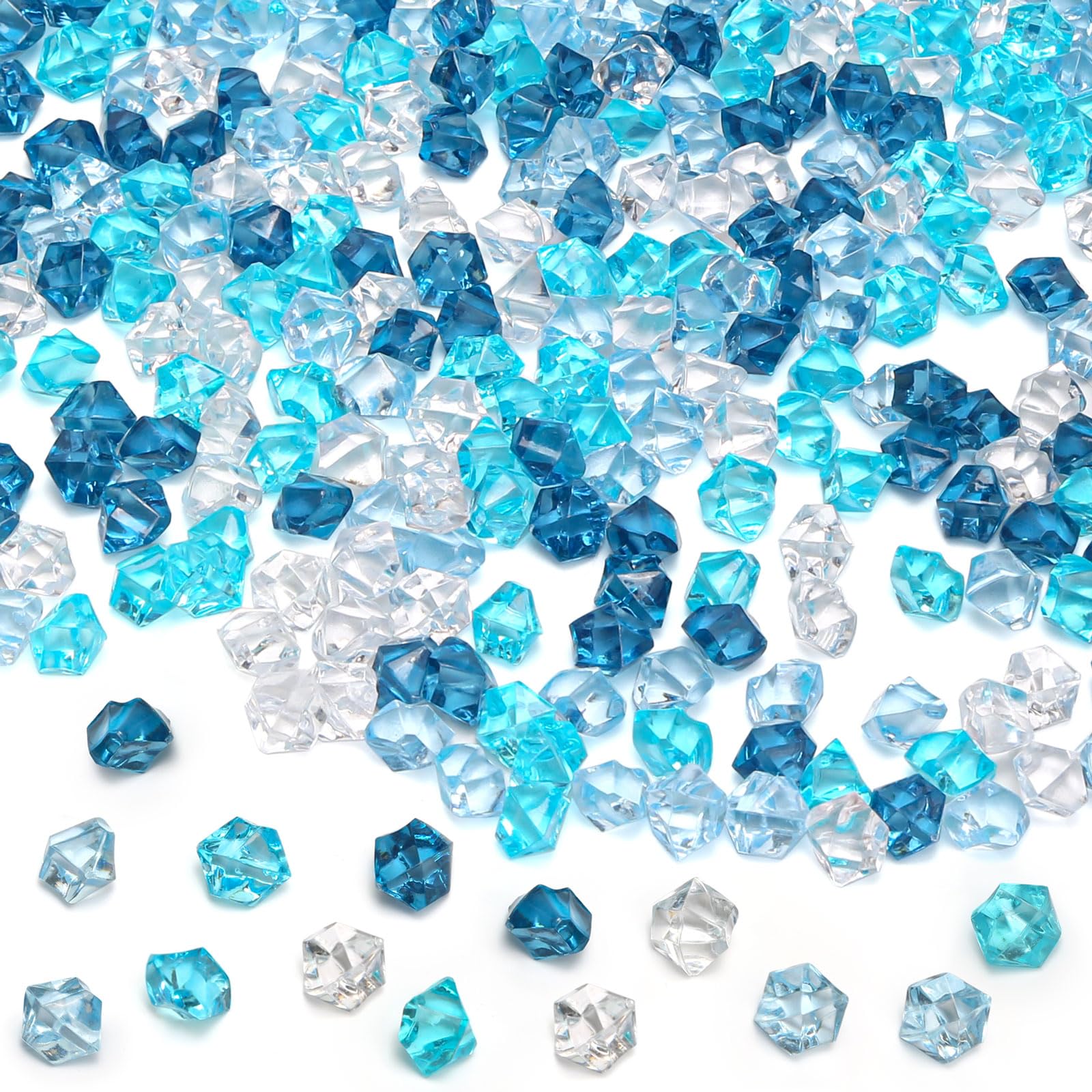 600 Pcs Plastic Diamonds Gems Bulk No Hole, Jewels Treasure Kids Large, Decorative Gemstones Acrylic for DIY Crafts Decoration