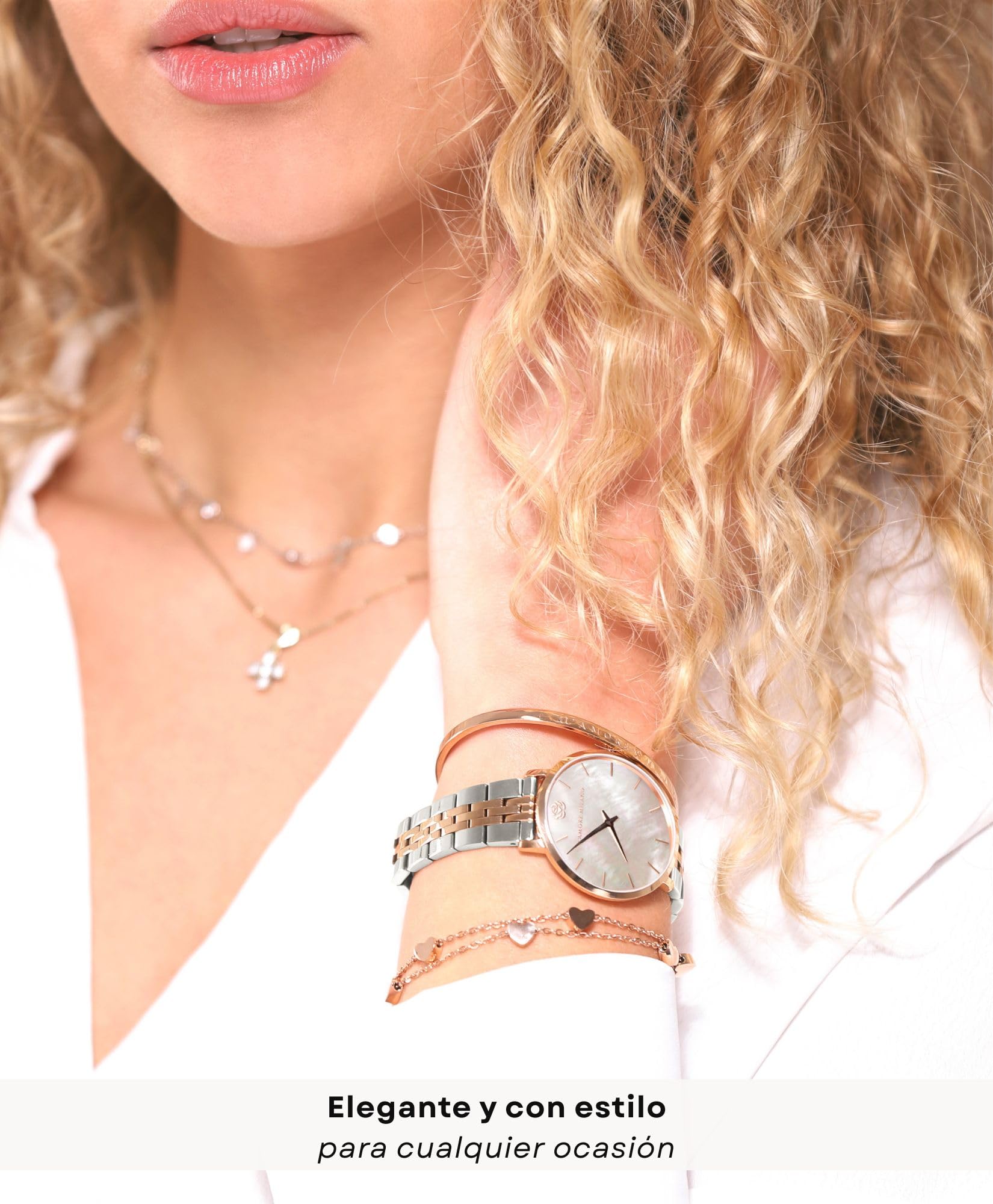 L'AMORE MILANO Reloj Mujer en Caja Rosa - Reloj de Pulsera Delgado Acero Inoxidable, Resistente al Agua 5 ATM - Regalo para Mujer, Novia, Madre - Reloj Noble 36 mm