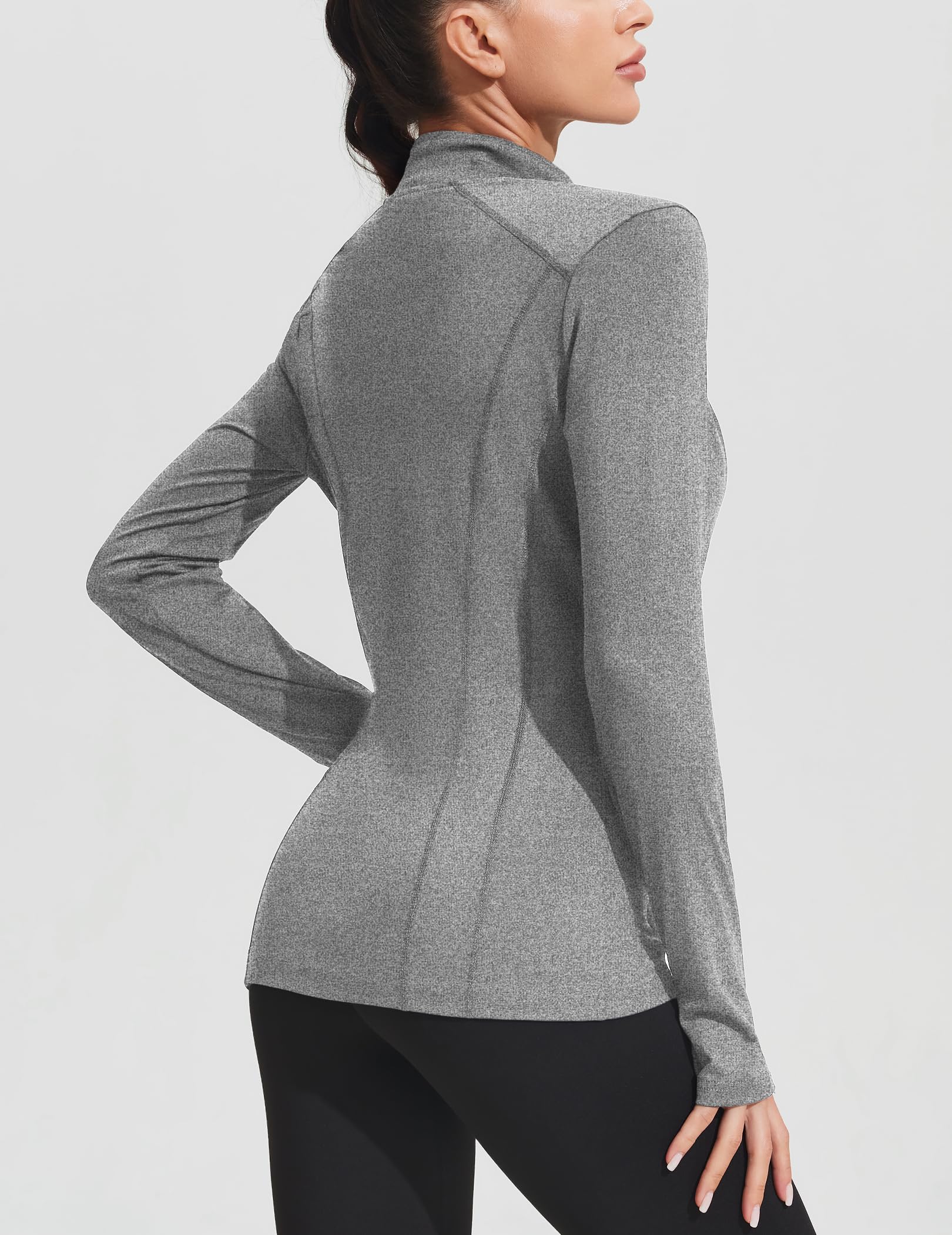 PINSPARK Chaqueta De Running Para Mujer Chaqueta Deportiva De Manga Larga Chaqueta De Entrenamiento Transpirable Chaqueta Ligera Con Cremallera