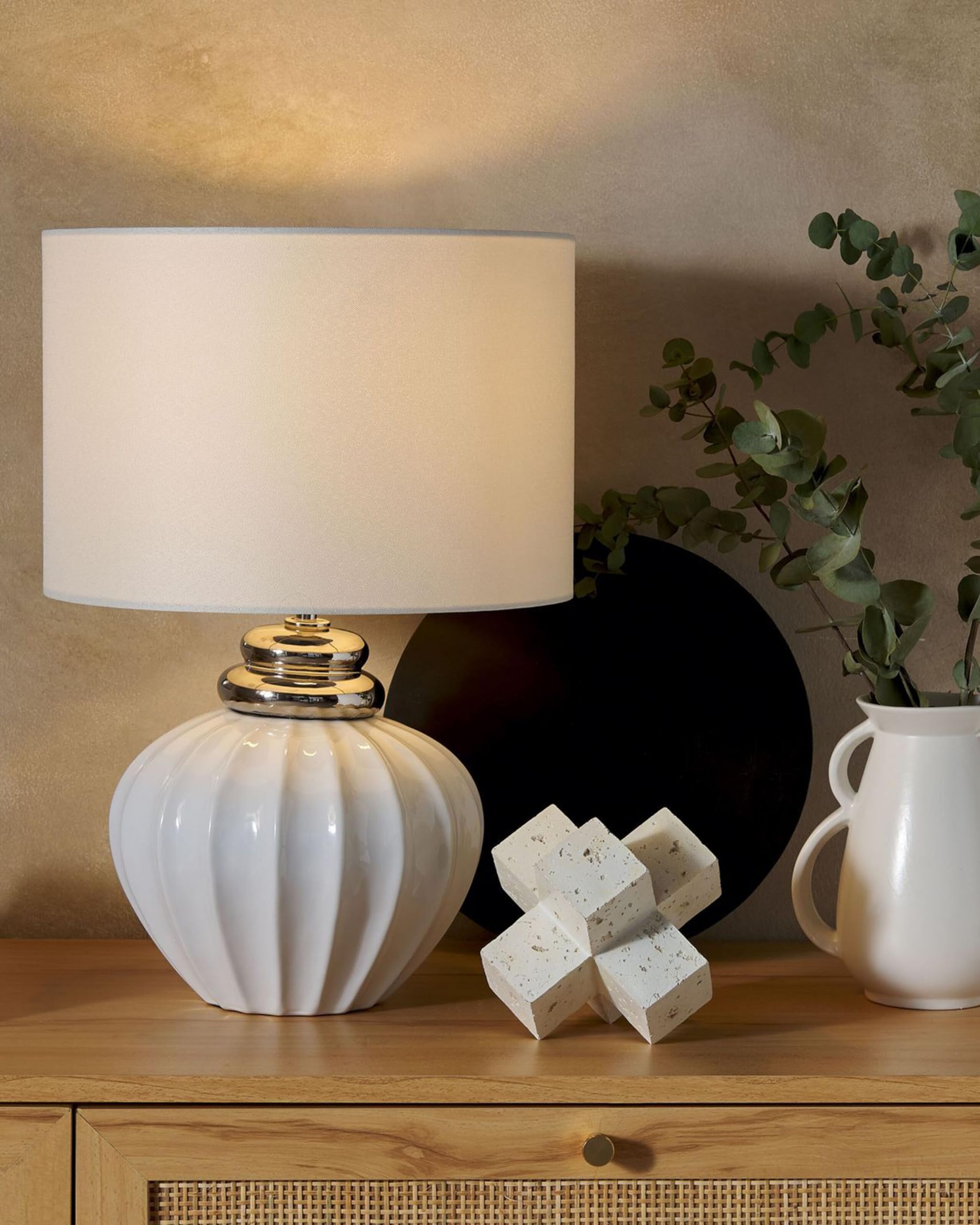 Beliani Lampada da tavolo in ceramica bianco sporco 45 cm