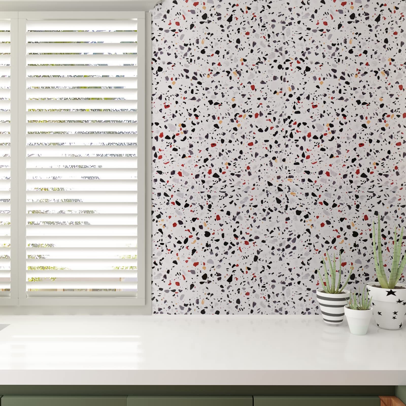 kleeffolie steenlook, licht terrazzo - Kleeffolie per mobili, Keukenachterwand, badkamerfolie, Tegelstickers
