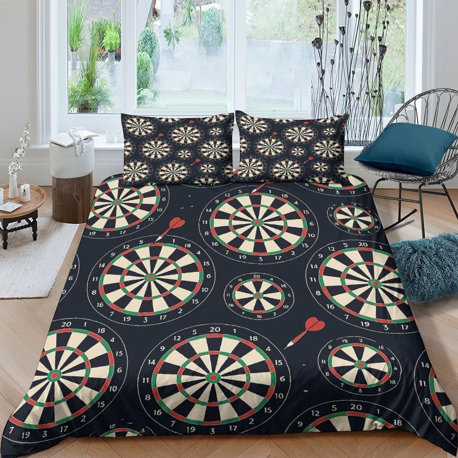 Ctjqhvkz Style-6 3D Printed Dartboard Pattern Fitted Sheet Microfiber Soft Breathable Darts Theme Bed Cover For Bedroom Guestroom Decor Single（135X200cm）