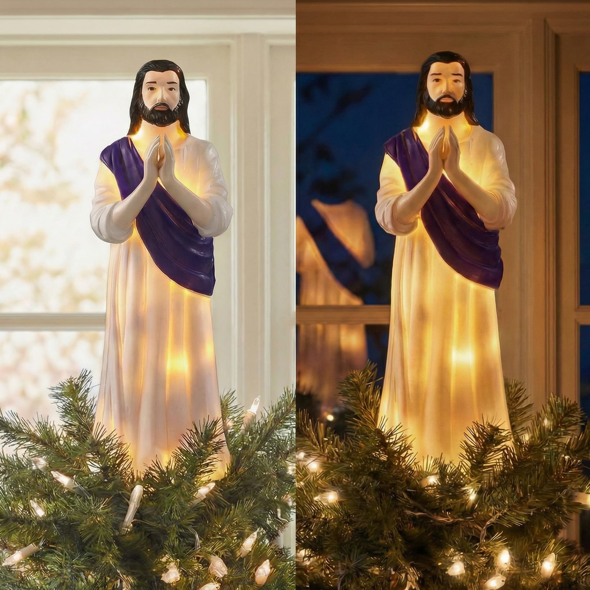 Adorno para Pascua de Jesús resucitado con luces LED: decoración religiosa de resina