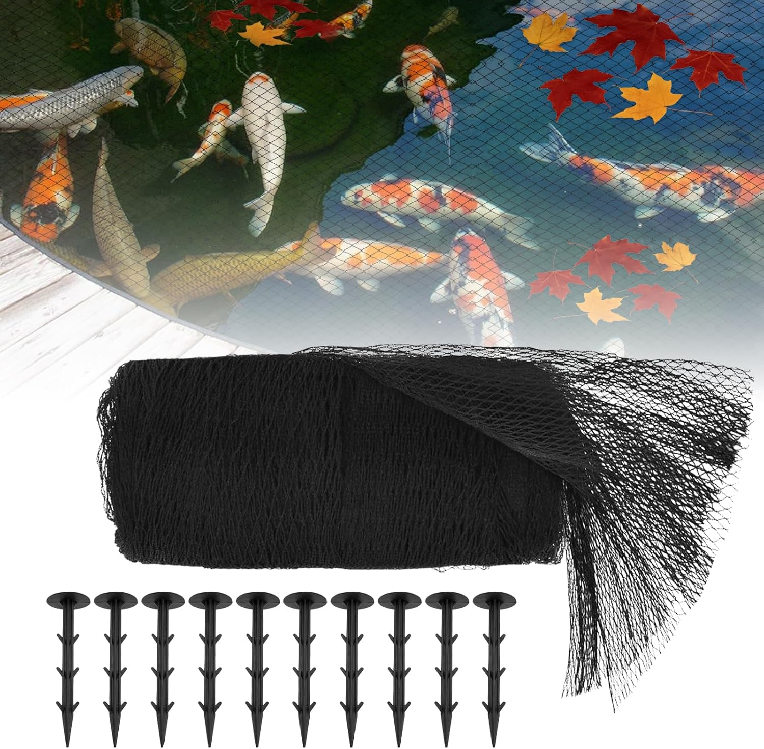 Pond Netting Cover,Pond Netting for Koi Ponds, Fish Pond Netting Cover, Mesh Protective Cover for Pool Farm Orchard Veggie Garden,Thickened Ponds Safety Net Cuttable for Poultry (19.7x39 ft)