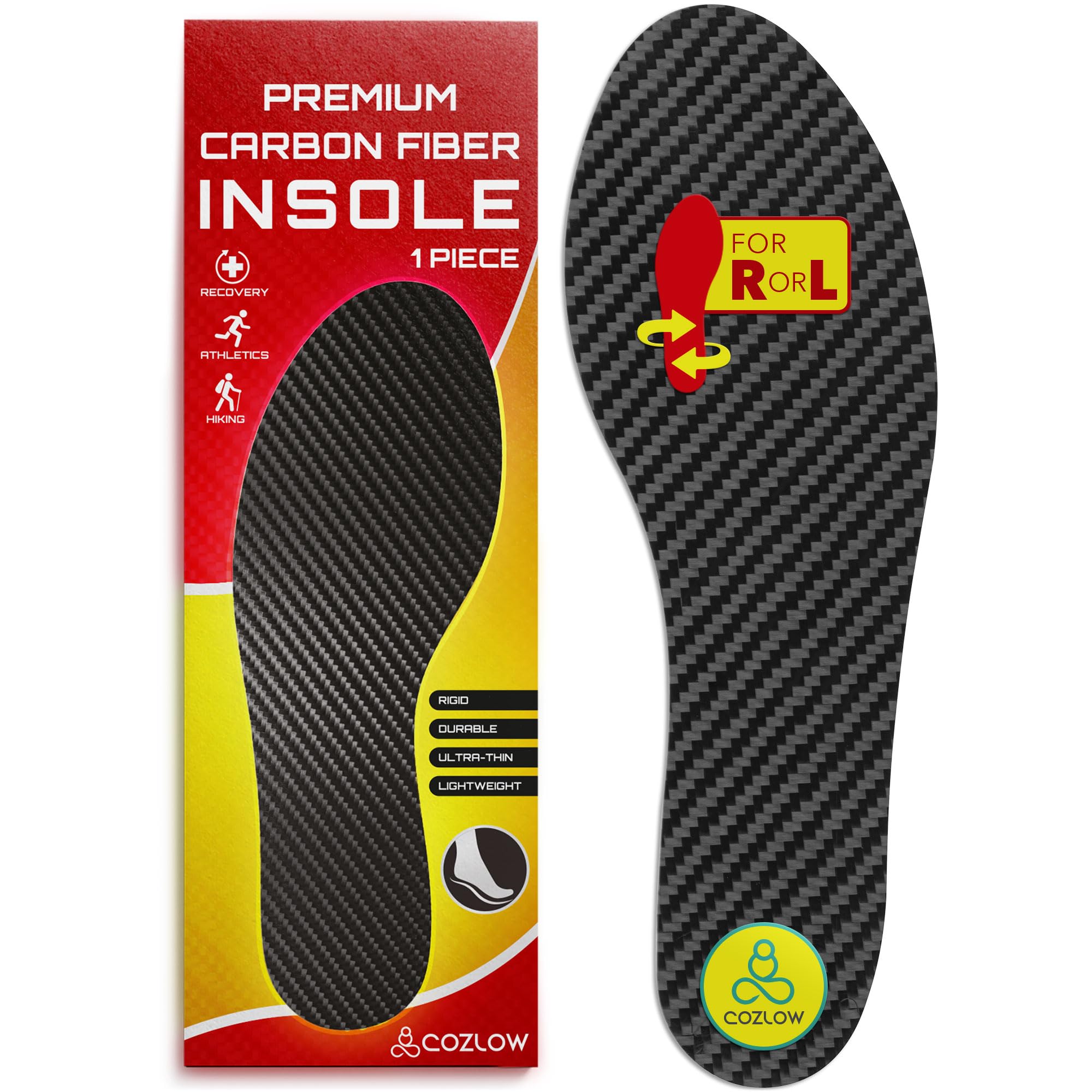Premium Carbon Fiber Insole - 1 Pc, Men 12-12.5, Women 13 - Unisex Shoe Insert - Orthotic Support - Stiff Foot Plate for Turf Toe, Hallux Rigidus, Plantar Fasciitis, Flat Feet, Mortons Extension Women 13; Men 12-12.5