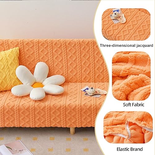 Miniatura 2 de Funda de terciopelo coral para futón, funda para sofá cama sin brazos a prueba de arañazos y gatos para sala de estar (amarillo, M)