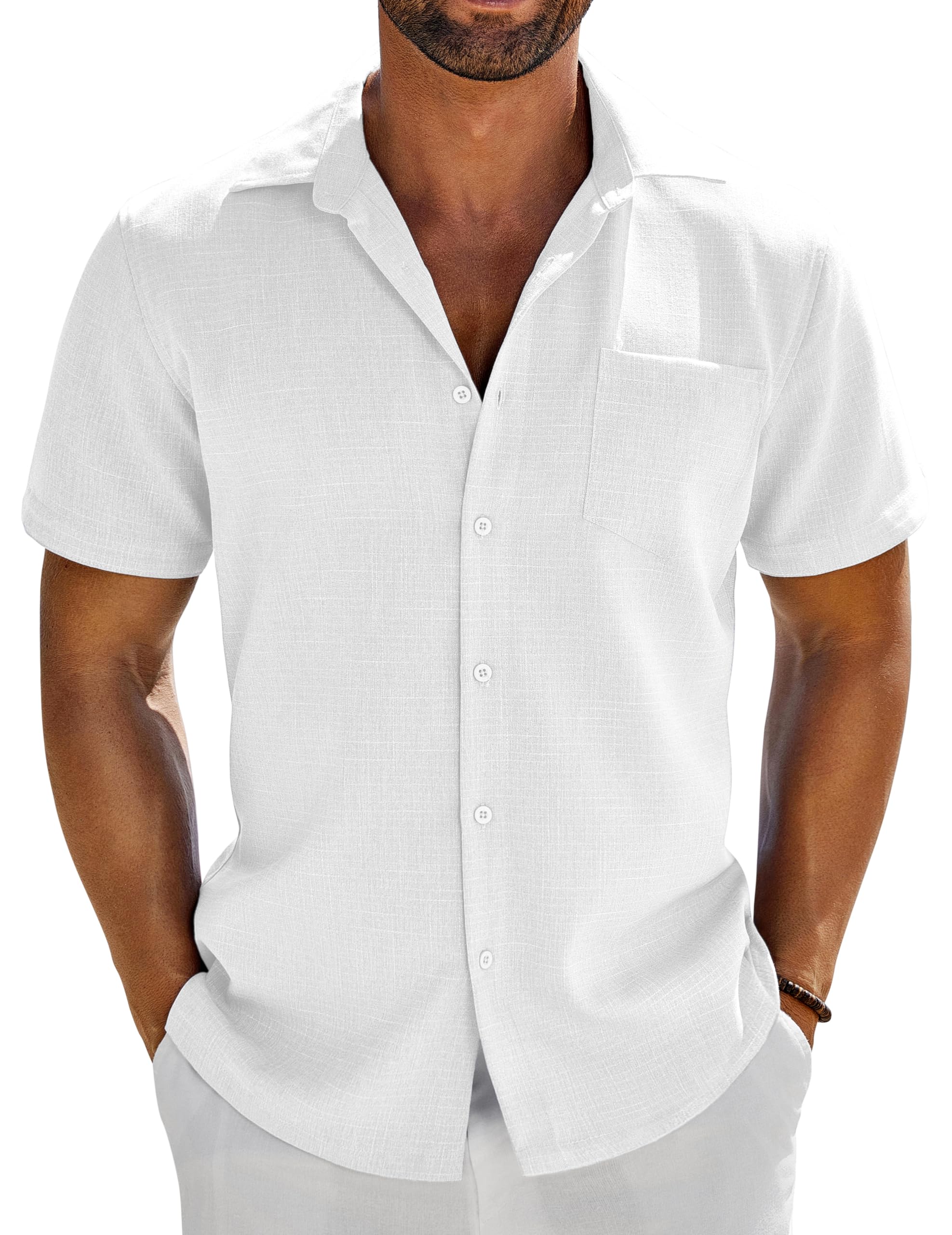 COOFANDY Chemise Homme Manches Courtes Été Décontractée Vacances Plage Hawaïenne avec Poche