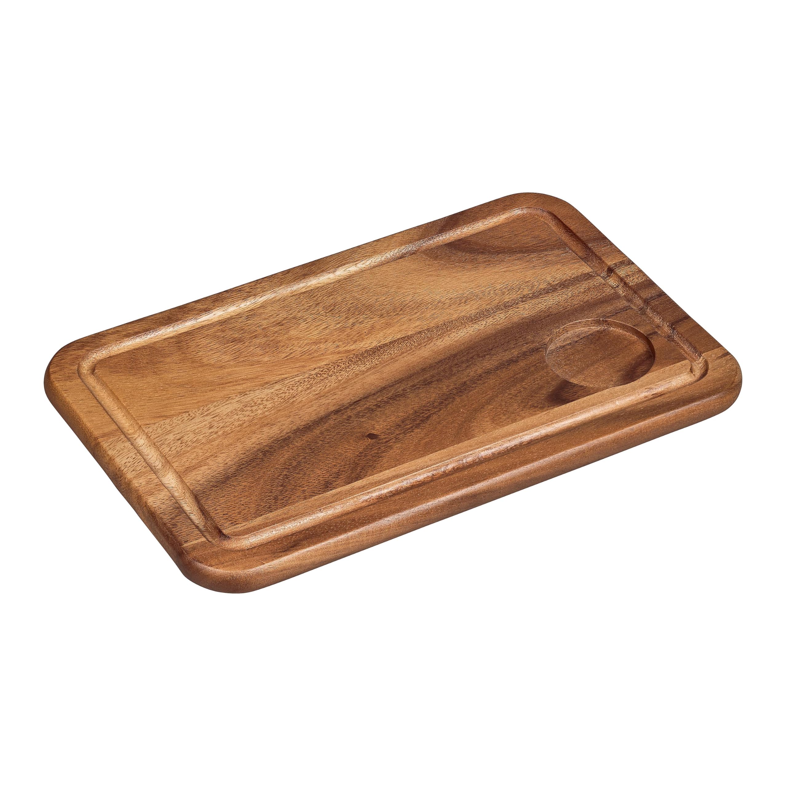 Tala Medium Serving Board with Groove & Recess in Lacquered Acacia
