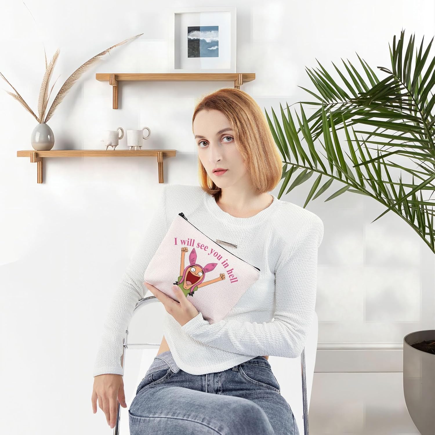 WZMPA Louise Belcher Cosmetic Bag BLouise Belcher Fans Gift I Will See You In Hell Louise Belcher Makeup Zipper Pouch Bag For Cartoon Lover (In Hell) - Image 5