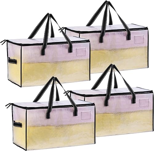 VENO Paquete de 4 bolsas de mudanza, bolsas de almacenamiento de edredón y mantas para armario, cajas de mudanza, cajas con tapas alternativas,