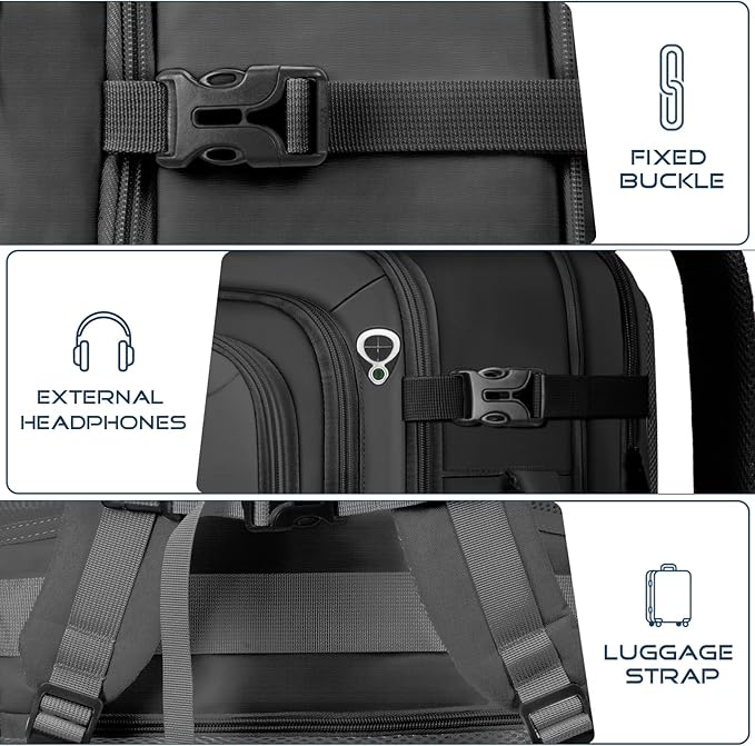 Mochila de viaje expandible con compartimento para laptop 17.3" negra miniatura 5