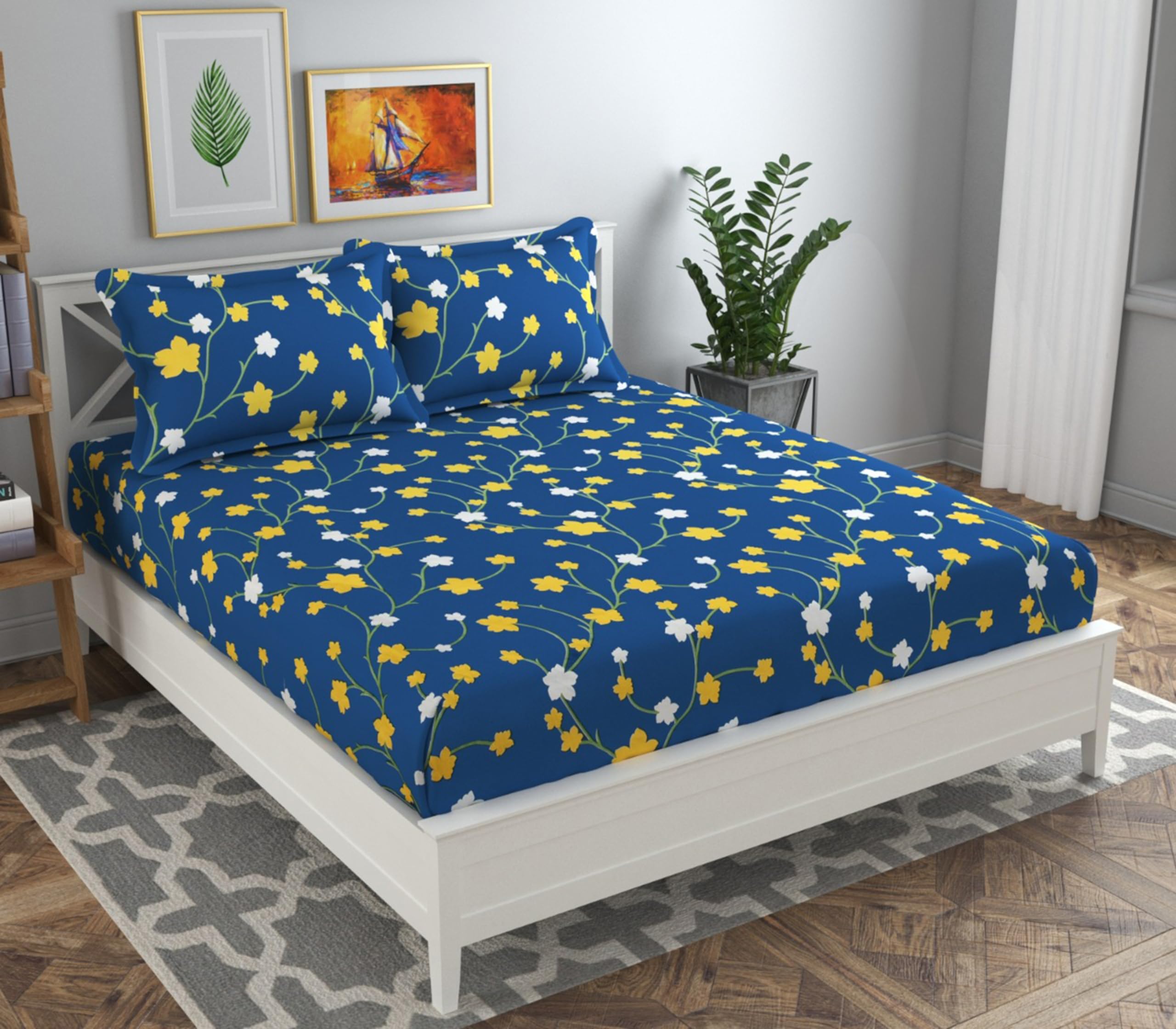 VAS COLLECTIONS Premium Double Bedsheet with 2 Pillow Covers