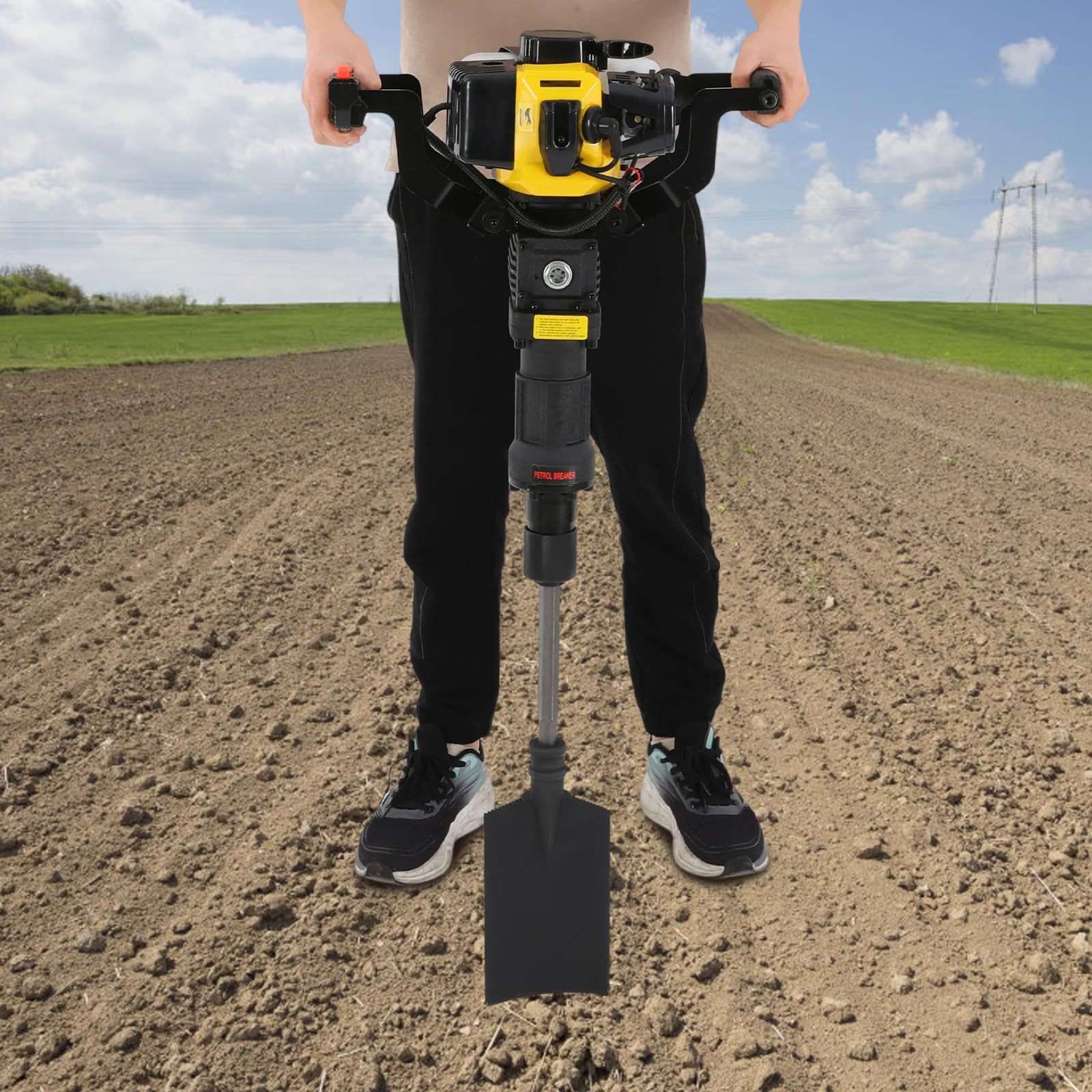 Benzin Baumgräber 52cc 1250W tragbar für Garten und Farm | 52cc 2-Takt Benzinbagger mit 1250W und Schalldämpfer gräbt Wurzeln mühelos – leise und tragbar für jedes Gelände
