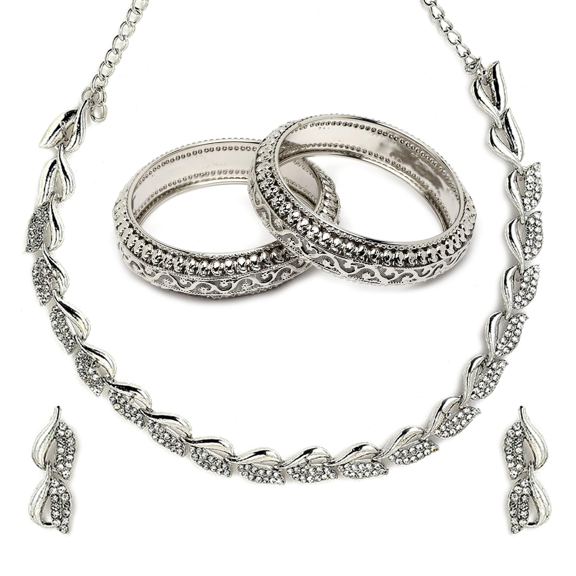 ZENEME Zenme Stylish Oxidised Silver Traditional Necklace Set With Earring Jewellery Set For Women and Girls (2.6) (B0B7BBTTKS) Amazon Price History, Amazon Price Tracker