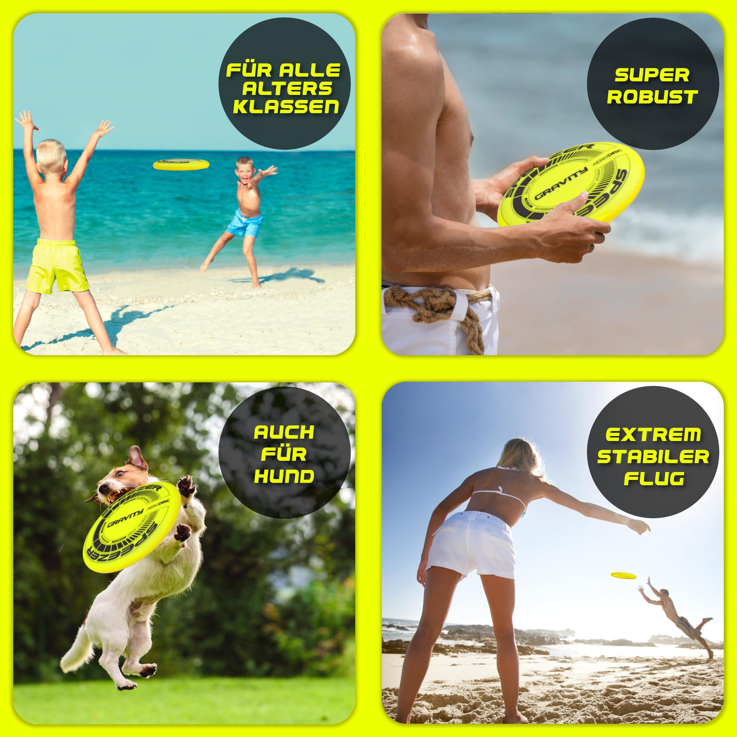 SPEEZER Frisbee Gravity 175 g – El disco de lanzamiento profesional amarillo neón es el juego divertido para deportes al aire libre – Disco de frisbee para niños y adultos – Ultimate Flying Disc - 4