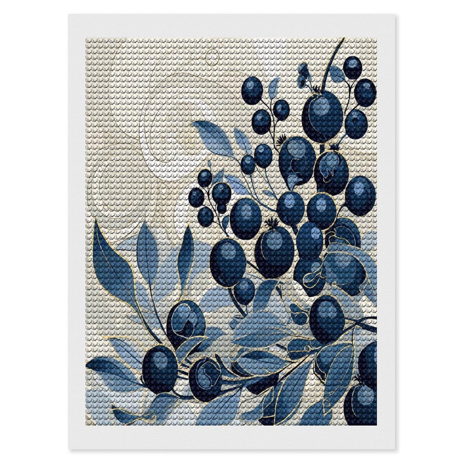 JTREHY Field of Blueberries Diamond Art Kits Personalized DIY Round Diamond Painting Kits for Beginner Full Drill Diamonds Dots Paintings for Adults Gem Art Crafts Home Decor