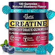 Creatine Gummies for Men & Women, Blueberry Creatine Monohydrate Gummies, Gluten Free, Vegan Friendly, 120 Count