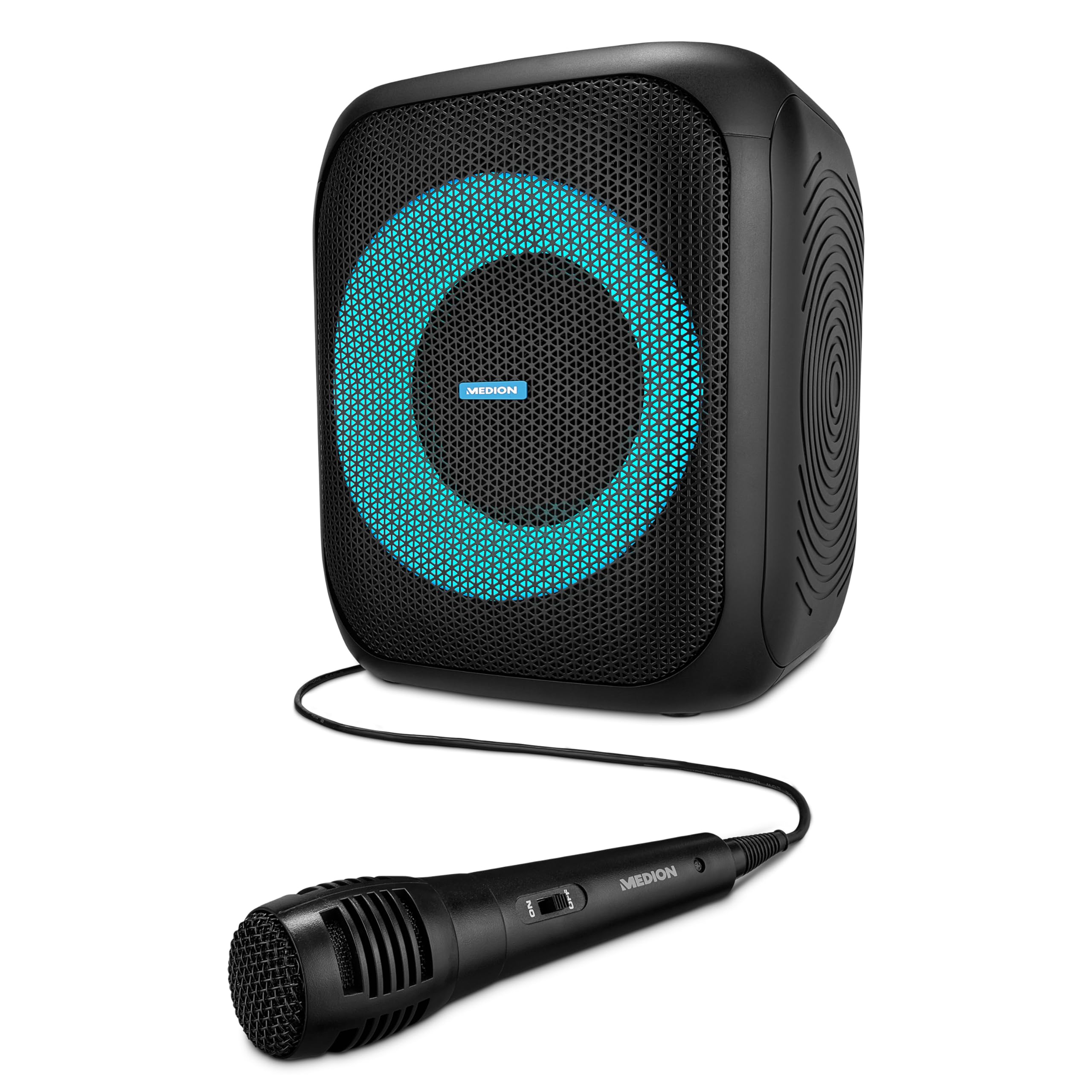 MEDION Bluetooth Party Speaker S61991(MD43991) Portable Speakers with USB Port and AUX-in, Outdoor Bluetooth Speakers with Microphone and Luminous Effect, for Parties