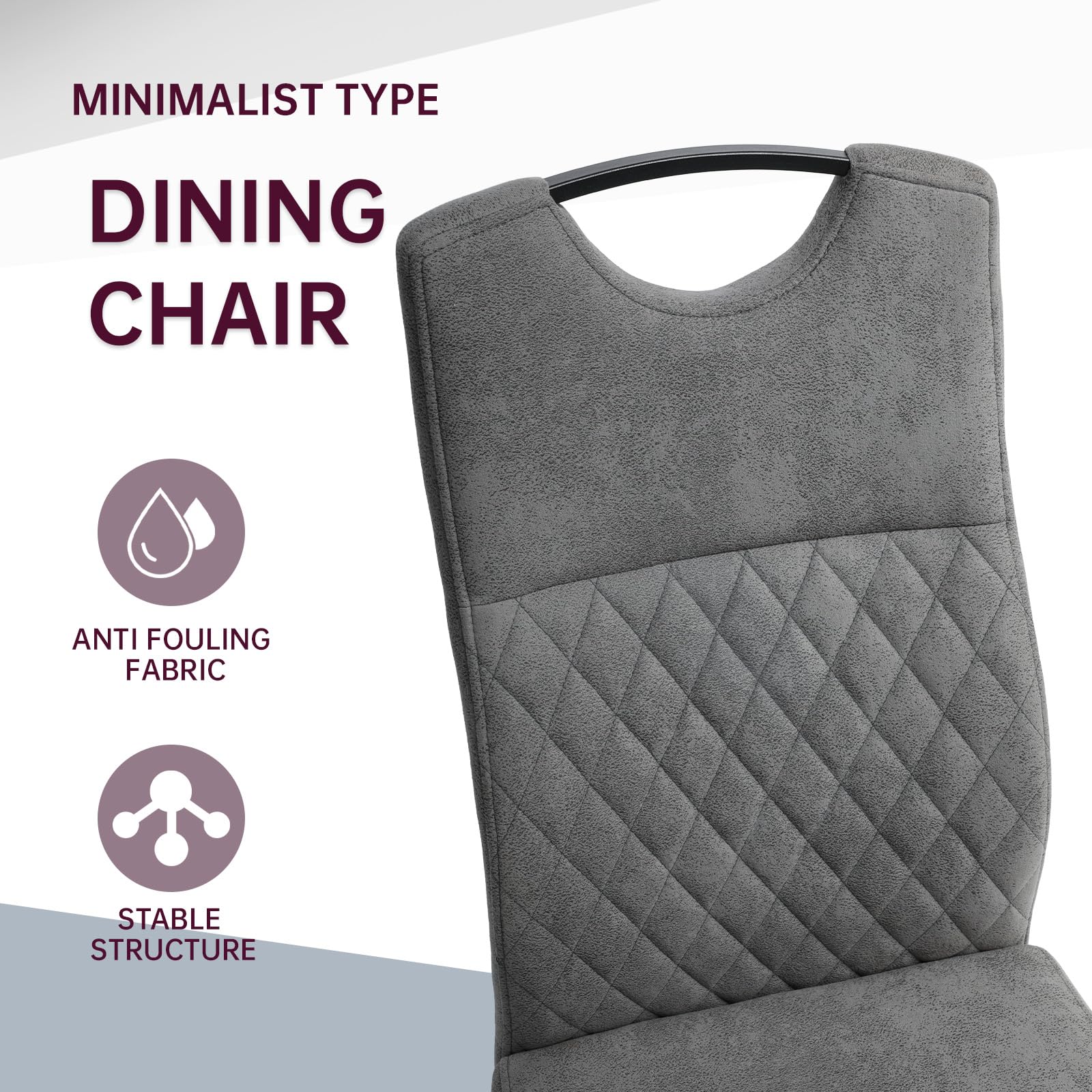 JIEXI Chaise Cantilever de Salle à Manger Ensemble 6 pièces Moderne avec Dossier Haut et siège en rembourré avec Pieds Noir Texture givrée et chaises latérales de Salon (Gris 4 Chaise)