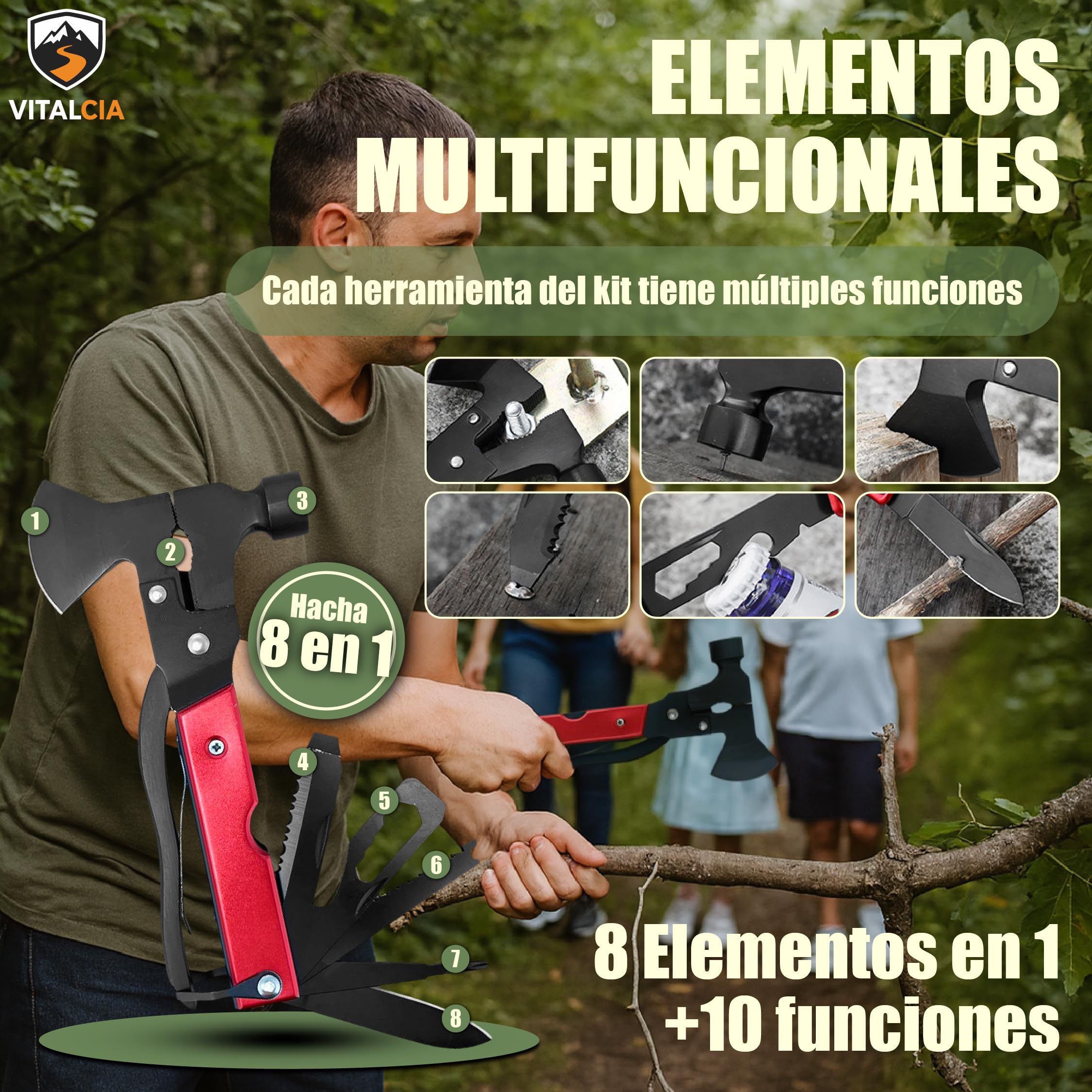 Kit Supervivencia, Mochila Supervivencia 72 Horas con Hacha Supervivencia, Kit de Primeros Auxilios, botiquín de Primeros Auxilios, Radio Solar de Emergencia con manivela.