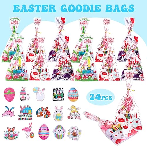 Miniatura 3 de Honoson Juego de 194 piezas de recuerdos de fiesta de Pascua para niños, rellenos de huevos de Pascua a granel, juguetes con bolsas de regalos,