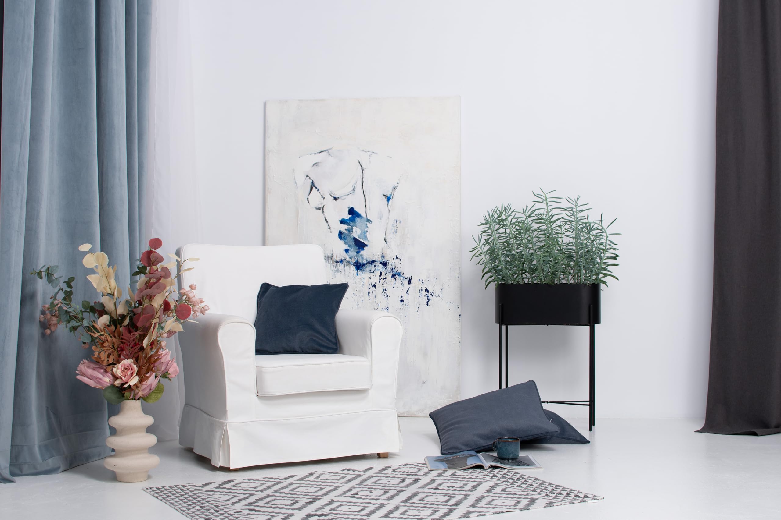 MASTERS OF COVERS Ersatz-Sesselbezug für IKEA Ektorp Jennylund, Sesselüberzug, Jennylund Sesselbezug, Hussen für Sessel Jennylund, Sesselüberwurf, 78 x 85 x 84 cm (Weiß, Baumwolle)