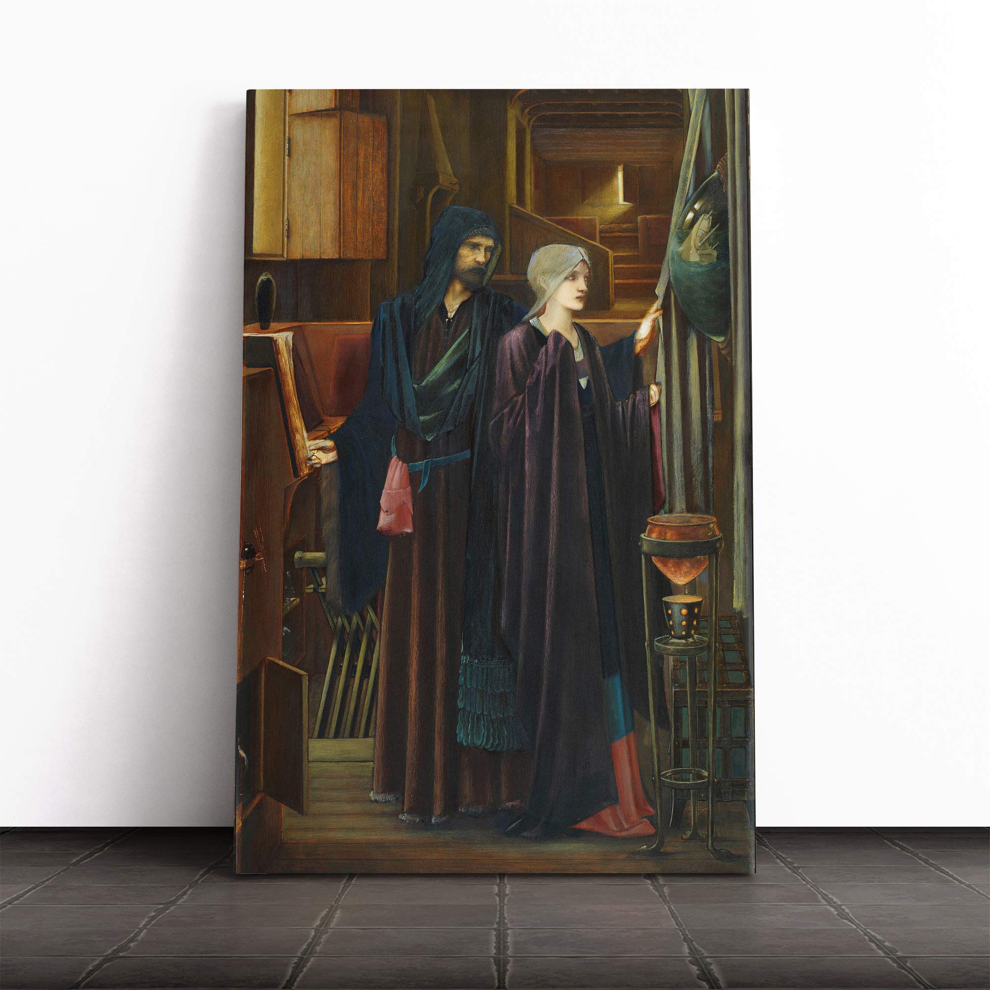 Edward Burne-Jones The Wizard Canvas Print | Gallery Wrapped 30mm Frame Wall Art | 24x16 inches | Ready to Hang | Modern Picture | Living Room Bedroom Lounge Office