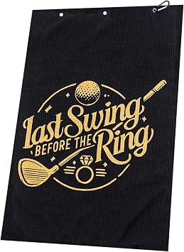 Brosash Groom Golf Towel Last Swing Before the Ring Microfiber Waffle Golf Towel with Clip for Bag | 16x24 Inch Wedding Party Gift for Groom Bachelor Party Golf Gifts for Men Perfect for Groom to Be