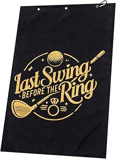 Brosash Groom Golf Towel – Last Swing Before the Ring Microfiber Waffle Golf Towel with Clip for Bag | 16x24 Inch Wedding Party Gift for Groom Bachelor Party Golf Gifts for Men Perfect for Groom to Be