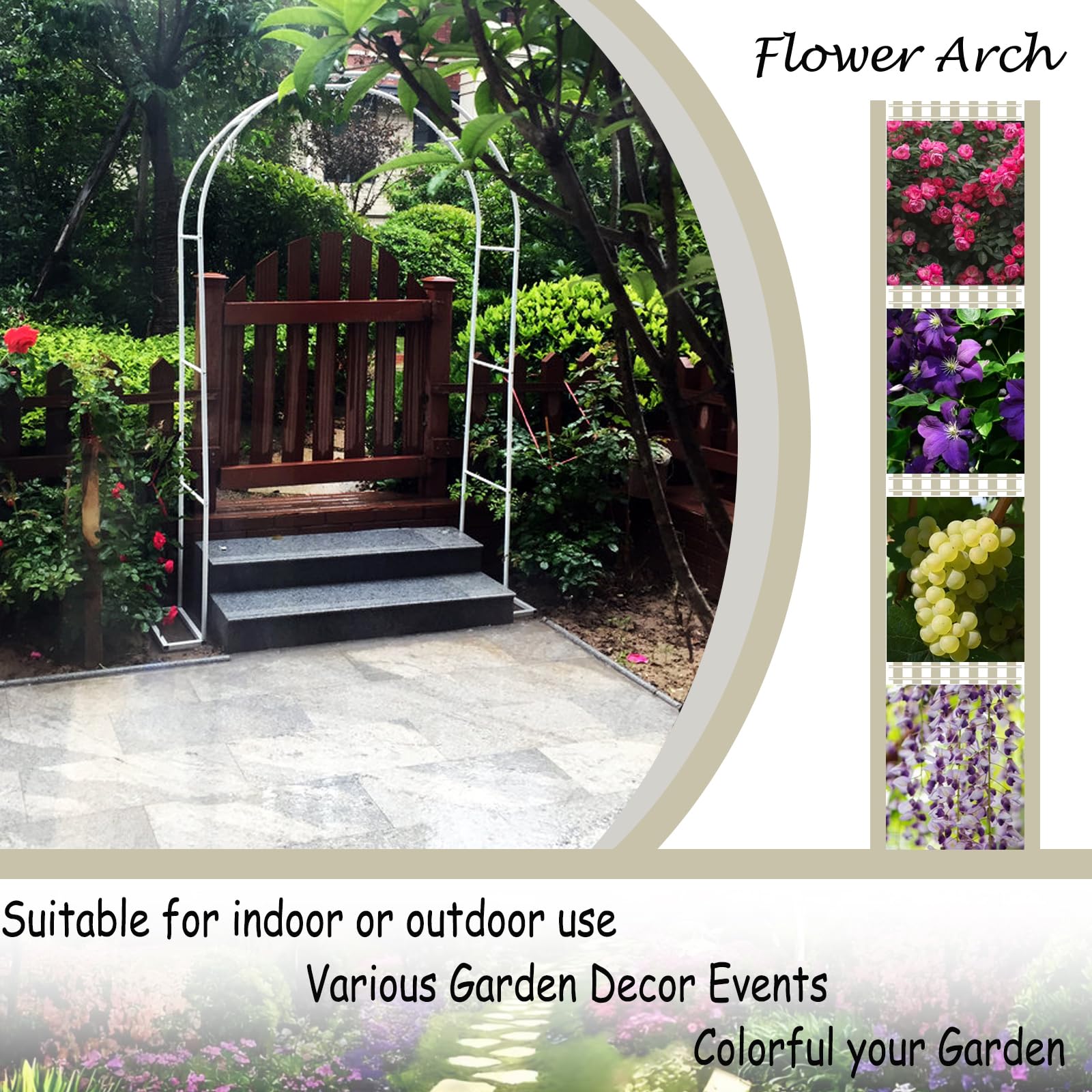 Grande arco da giardino in metallo verde per matrimoni pergolato pergolato pergolato per piante rampicanti all'aperto graticcio arco arco durevole supporto per rose e viti