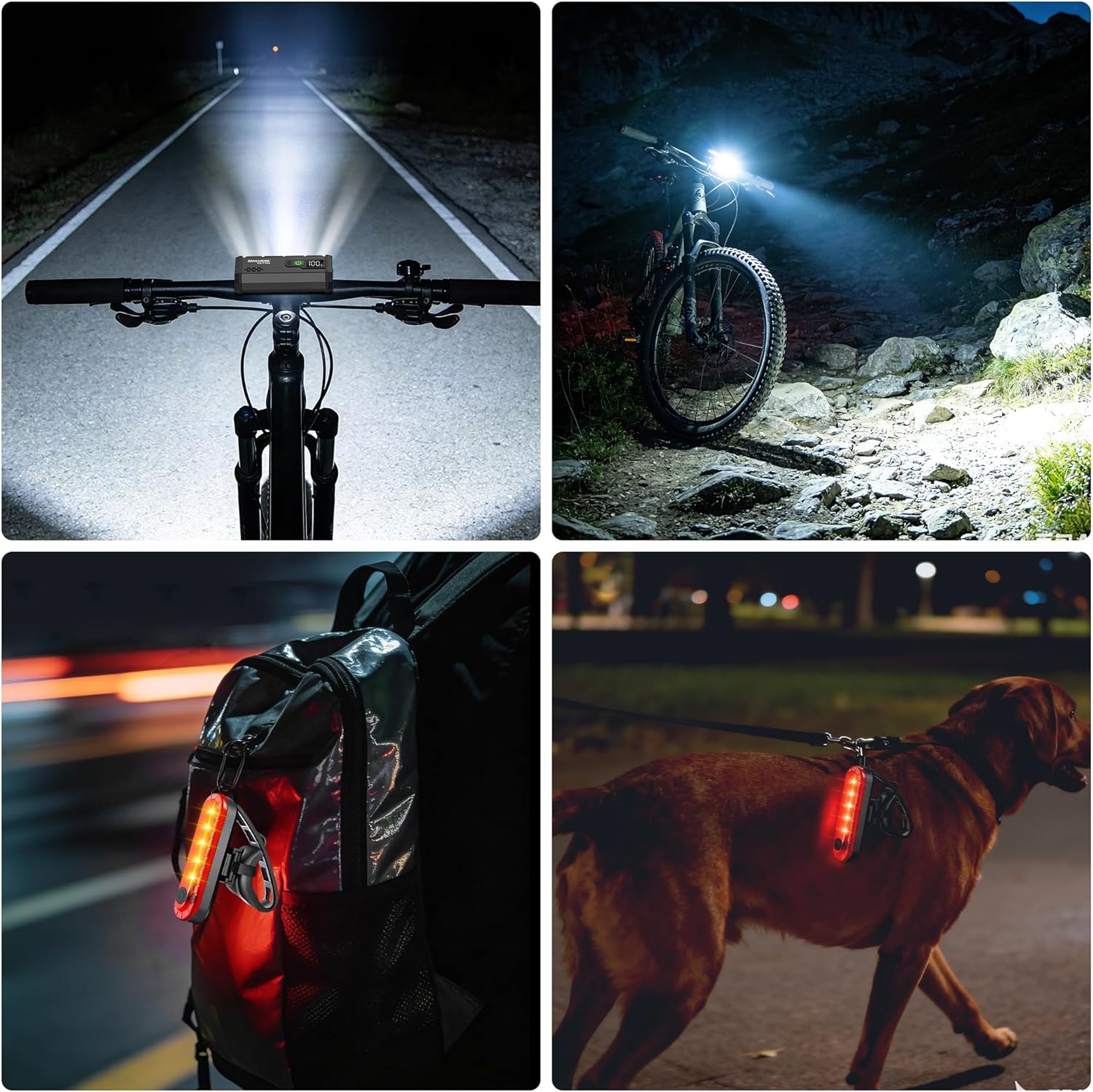 Super Bright Bike Lights for Night Riding 4800 Lumen, USB Rechargeable LED Bicycle Light with LCD Dispaly, NO Guess Power, High Power Waterproof Bike Headlight Front and Rear for Mountain Road Cycling