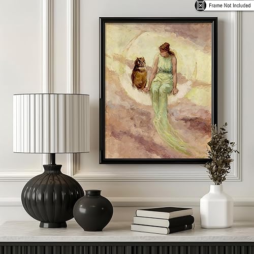 Miniatura 3 de Monem Art - Póster vintage de la hija de la bruja, impresión retro de mujer y búho, arte de acuarela, arte de luna, regalo para hombres y mujeres,