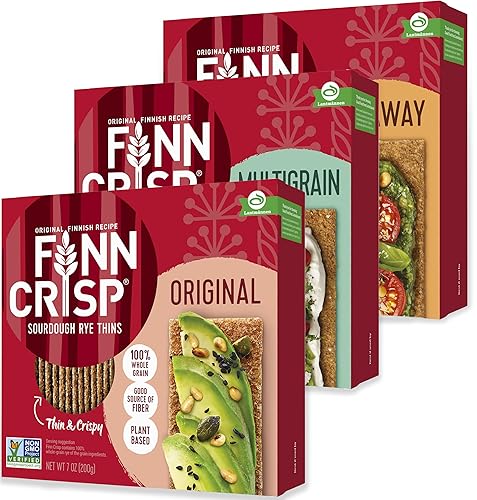 Vista 14 de Finn Crisp Finn Crisp - Pan crujiente de centeno con alcaravea, 7 onzas, panes planos de centeno finos y crujientes con alcaravea, paquete múltiple