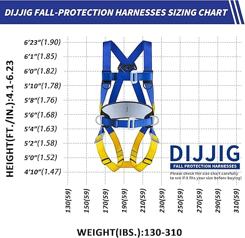 Miniatura 2 de Arnés de seguridad universal de protección contra caídas de cuerpo completo con anillo en D dorsal y patas de hebilla de acoplamiento, arnés de