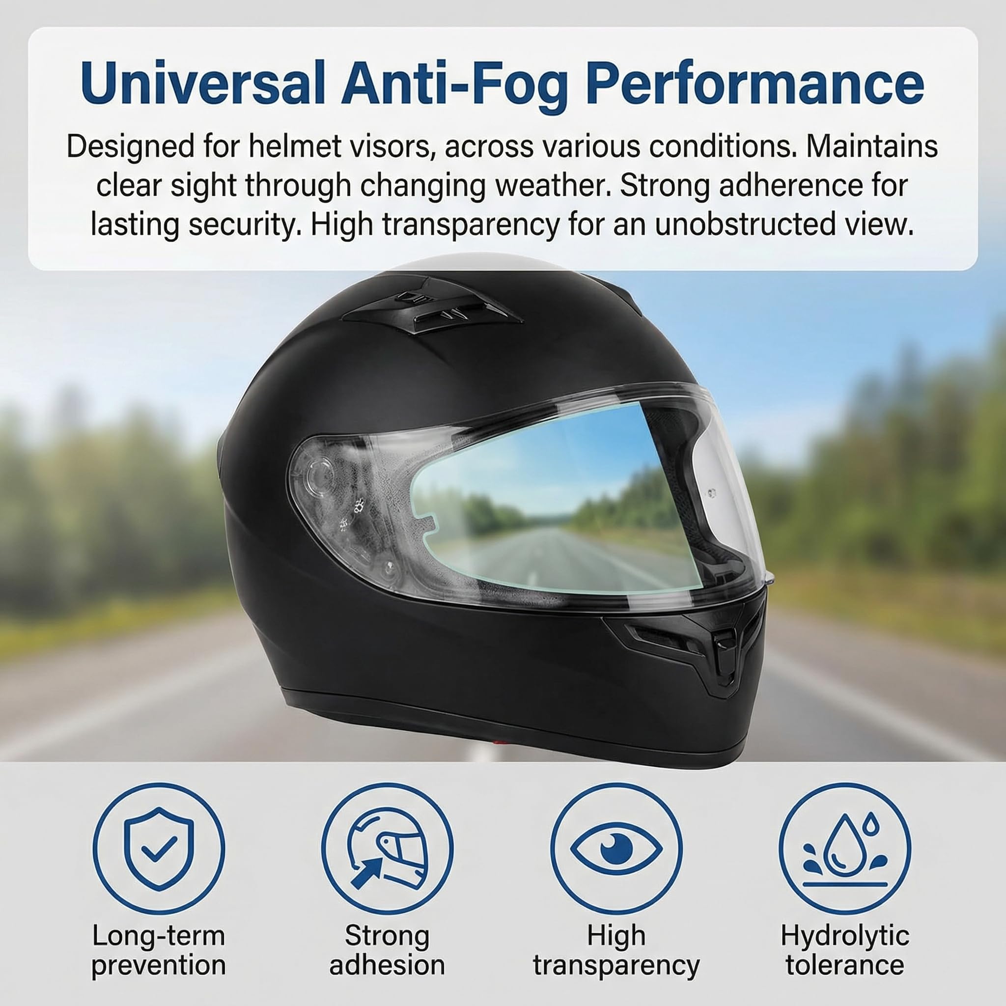 Motorbike And Motorcycle Helmet Anti Fog Visor Insert With Easy Installation, Universal Fit, Anti Fog For Helmet Visor, HD Vision, Waterproof Sunshade, PET Material, 27.2cm x 8.8cm, 2pcs — view 3