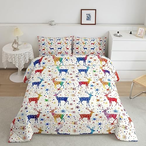 Miniatura 8 de Erosebridal Juego de edredón de calcetines de Navidad para niños, juego de edredón de Papá Noel, ropa de cama de Navidad, muñeco de nieve, pingüino,