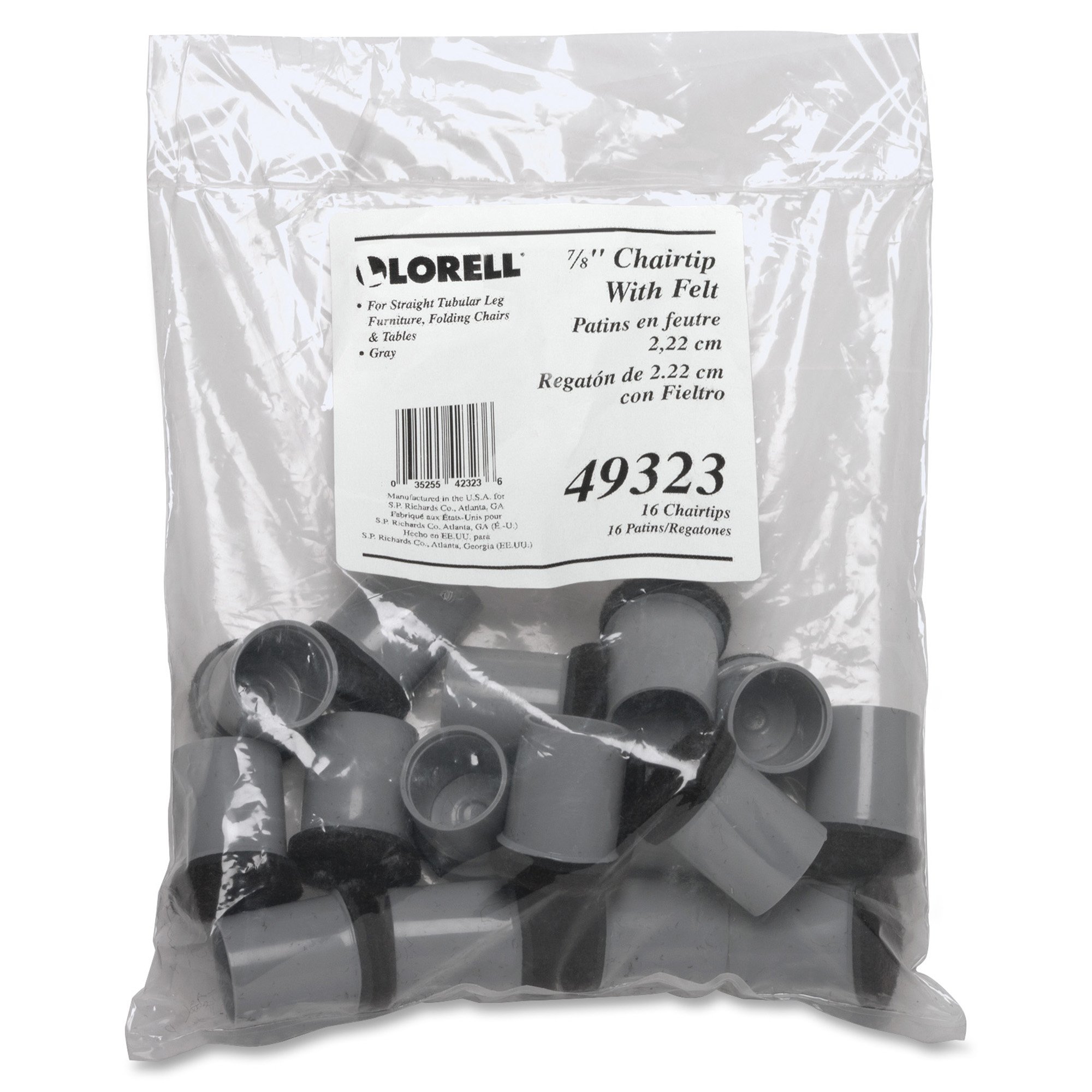 Lorell LLR49323 Replacement Chair Tips with Felt Grey
