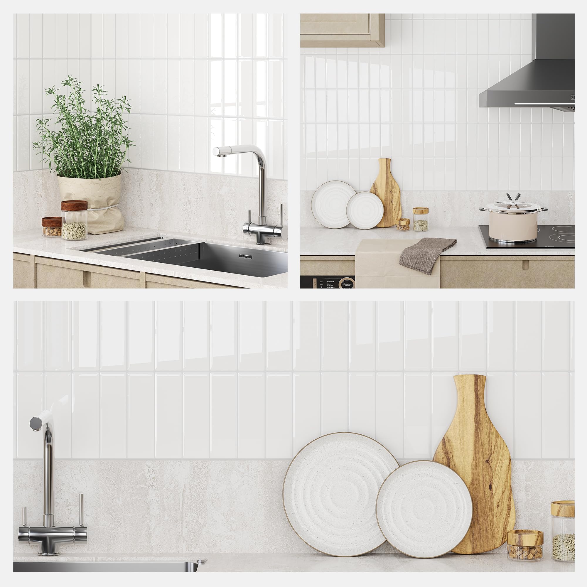 Yoillione Piastrelle Adesive Cucina Paraschizzi: Spesso Pannello Adesivo per Muro - Mattonelle del Bagno in Vinile 3D