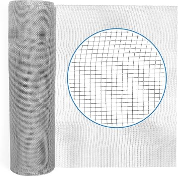 24" H x 100 L x 1/8-Inch Opening Mesh Hardware Cloth, 27 Gauge Galvanized Steel Wire Rolled Woven Fence for Bees, Wasps and Mid to Large-Sized Insects