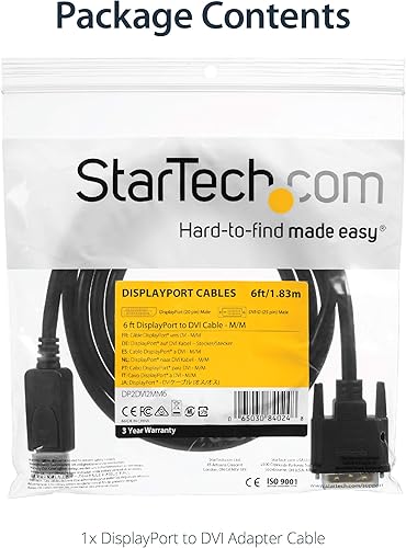 Miniatura 6 de StarTech.com Cable DisplayPort a DVI de 6 pies (5.9 ft), cable convertidor de adaptador de video DP a DVI-D, repuesto para DP2DVIMM6