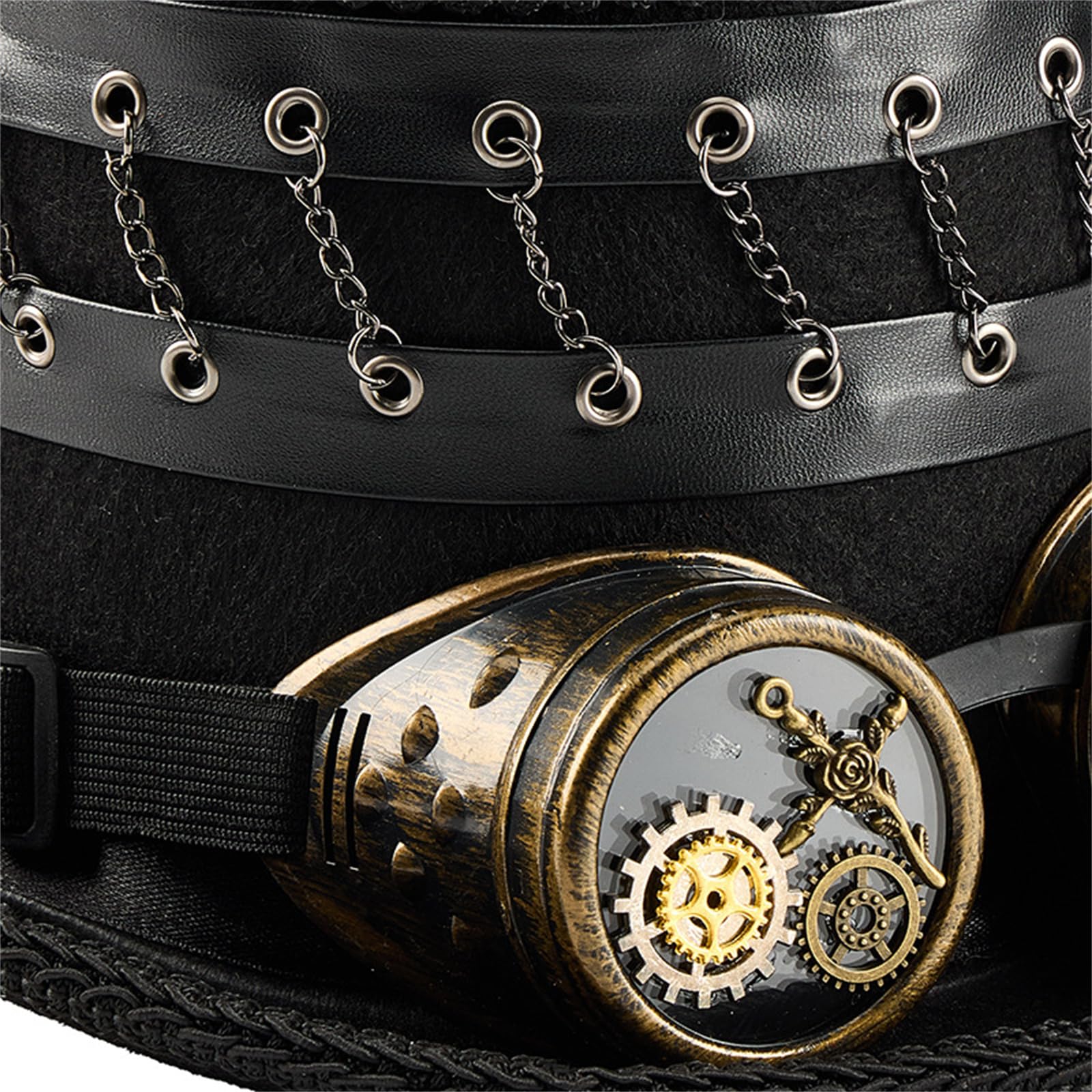 Punkowy kapelusz z regulowanymi goglami i sprzętem przemysłowym, ręcznie robiony, fantazyjny, cosplay, na Halloween, imprezy kostiumowe, regulowany steampunk, dla dorosłych