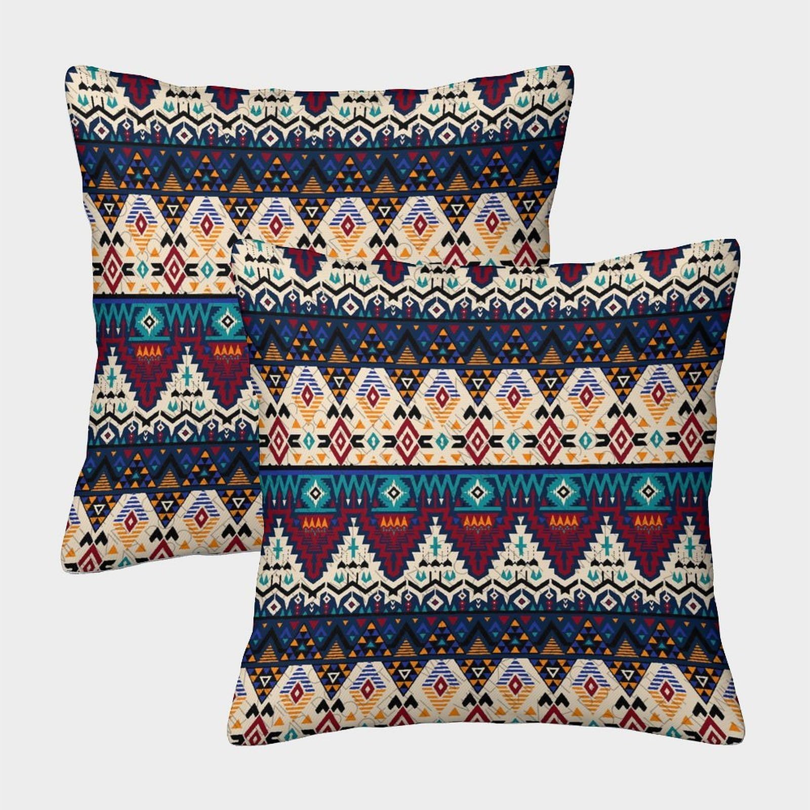 kaiyun 2 Pack Ethnic Geometric Patterns,Vintage Colors Pillowcase 45x45cm, Cushion Cover,3D Digital Printing Bed Sofa Decorative