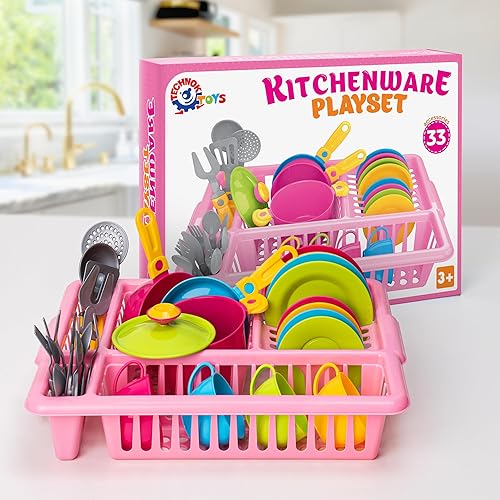 Miniatura 8 de Platos de juego para la cocina de los niños  Juego de platos de cocina de juego de simulación con escurridor  Juego de utensilios de cocina de