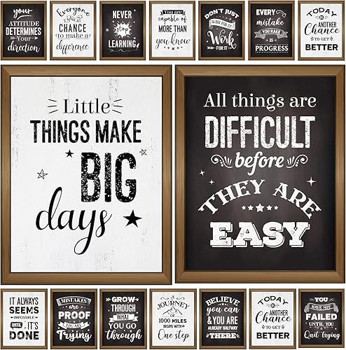 DUAIAI 20 pósteres motivacionales industriales elegantes para decoraciones de aula, juego de tablón de anuncios, decoración de aula, citas