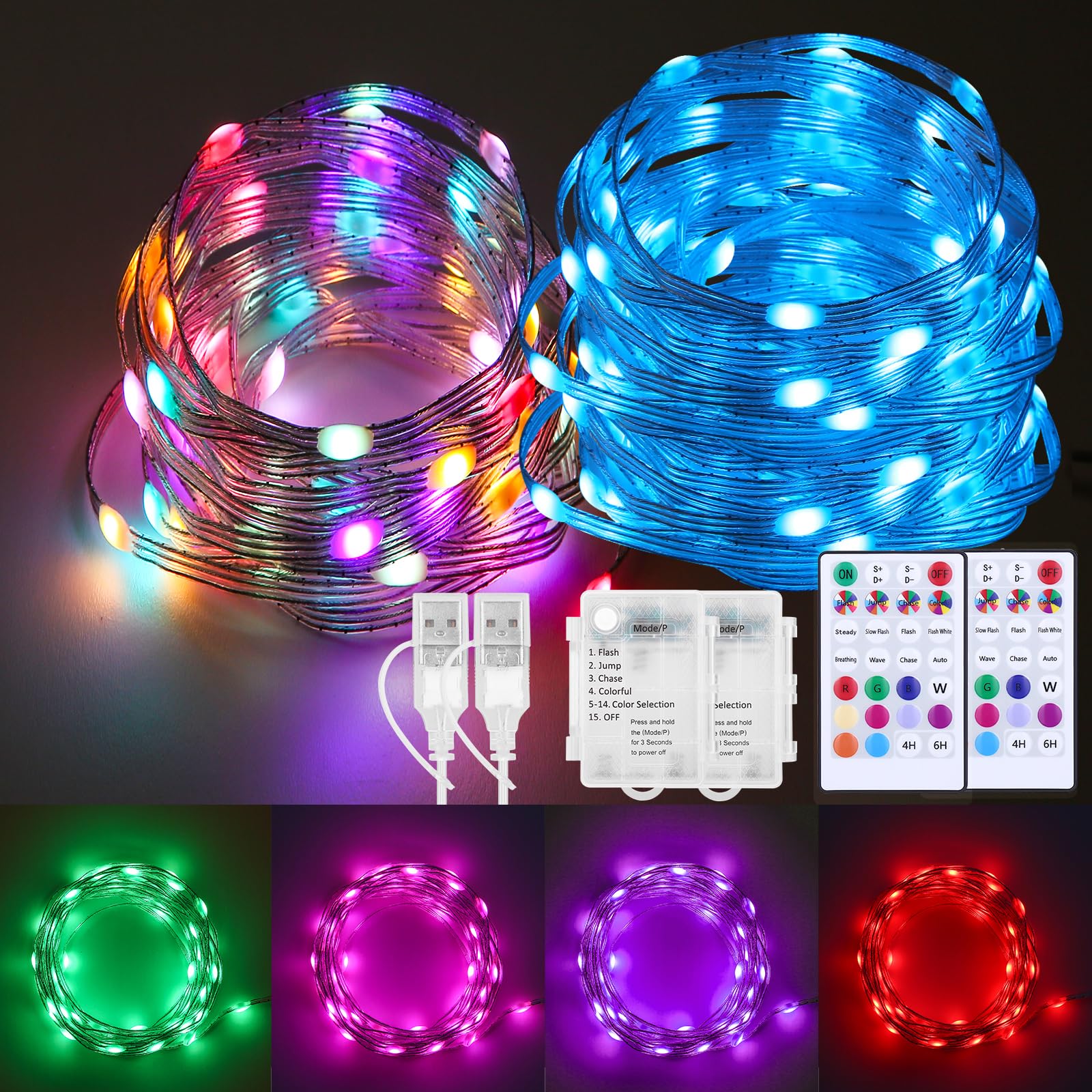 2 Pack osteplus Color Changing Fairy Lights
