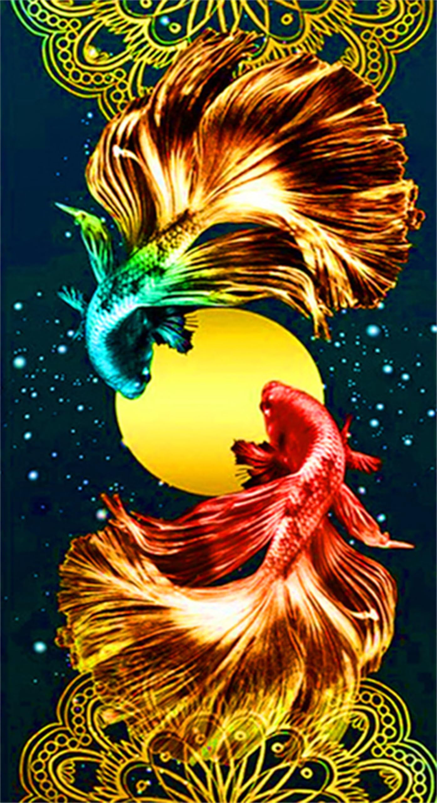 Peinture diamant poisson rouge lune kit 5d complet broderie cristal 40x80cm