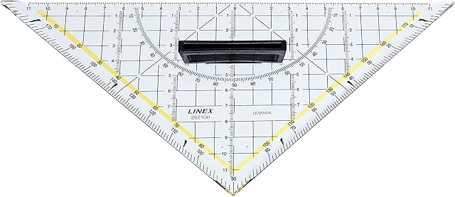 LINEX 100412006 ekierka geometryczna 2621GH ze zdejmowanym uchwytem 16 cm GEO 180 stopni geometria trójkąt ze skalą mm