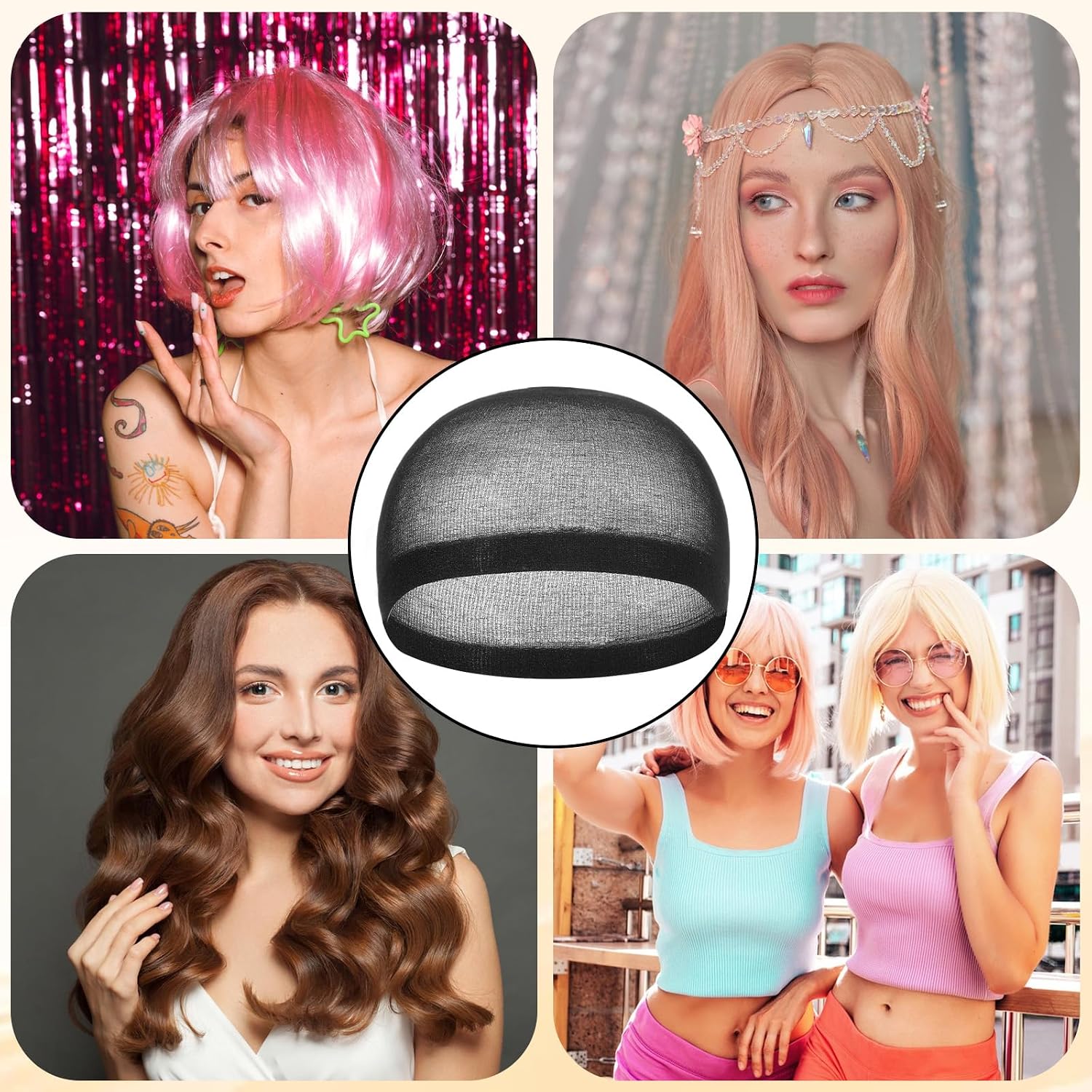 150 Pieces Black Wig Caps, Stretchy Nylon Stocking Wig Caps with Wide Elastic Band, Breathable Liners for Women and Men